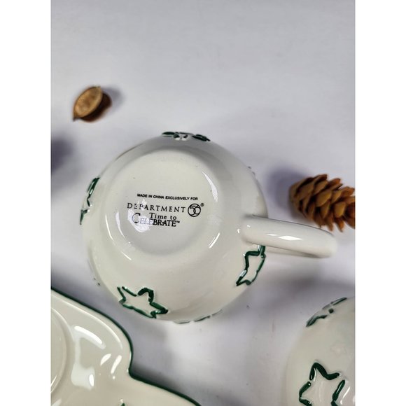 Department 56 Time to Celebrate set 2  Christmas tree plates and 2 mugs, box - Picture 17 of 17